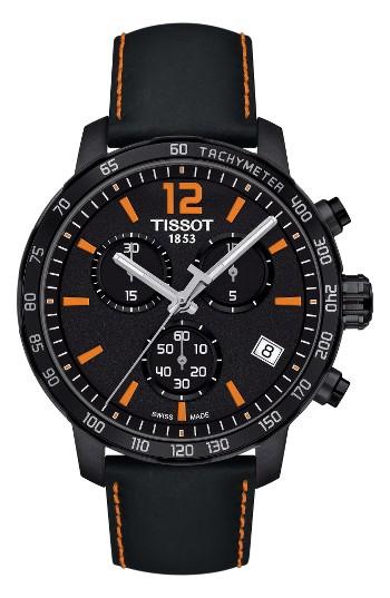 Men's Tissot Quickster Chronograph Leather Strap Watch, 42mm