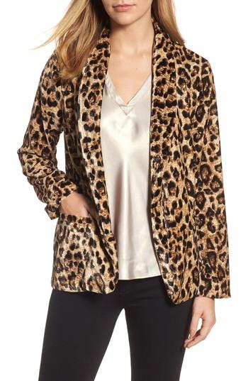 Women's Velvet By Graham & Spencer Velvet Belted Smoking Jacket - Beige