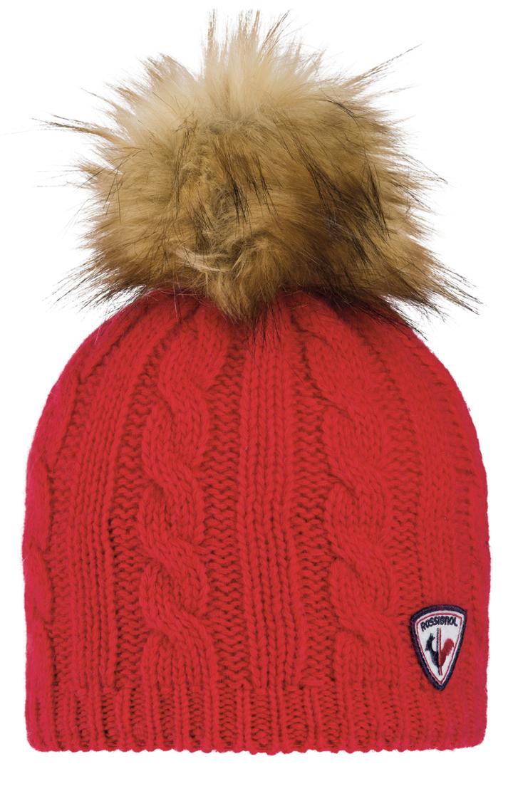 Women's Rossignol Amala Beanie With Faux Fur Pom - Red