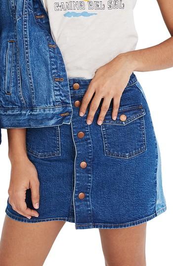 Women's Madewell Pieced Beverly Denim Skirt - Blue