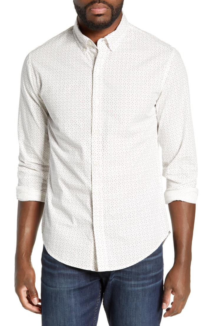 Men's Bonobos Washed Button Down Slim Fit Confetti Print Sport Shirt R - White
