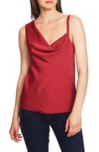 Women's 1.state Asymmetrical Drape Neck Hammered Satin Camisole - Red