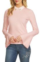 Women's Cece Collar Bell Sleeve Sweater - Pink