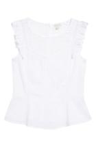 Women's Hinge Mixed Lace Peplum Top, Size - White