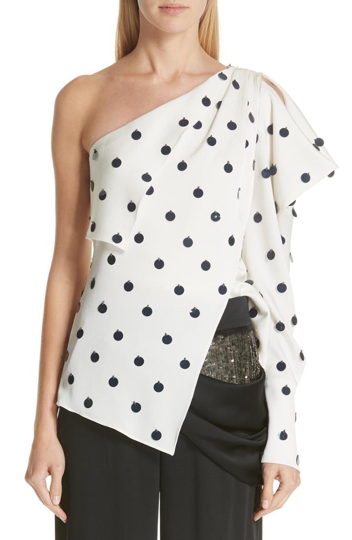 Women's Monse One-shoulder Dot Sequin Blouse - Ivory