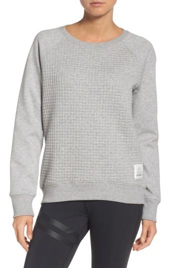 Women's Reebok Quilted Crew Sweatshirt - Grey