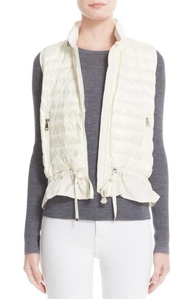 Women's Moncler Maglia Water Resistant Ruffle Hem Down Vest