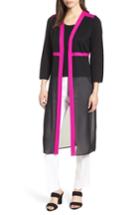 Women's Ming Wang Sheer Panel Long Jacket - Black
