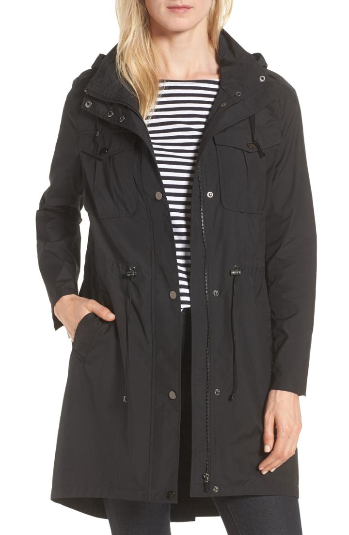 Women's Badgley Mischka Water Repellent Anorak With Stowaway Hood - Black