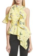 Women's Self-portrait Asymmetrical Ruffle Top - Yellow