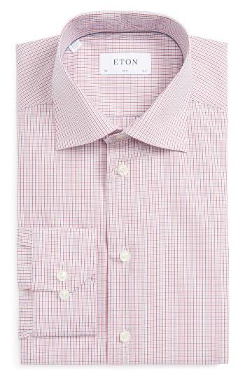 Men's Eton Slim Fit Check Dress Shirt - Red