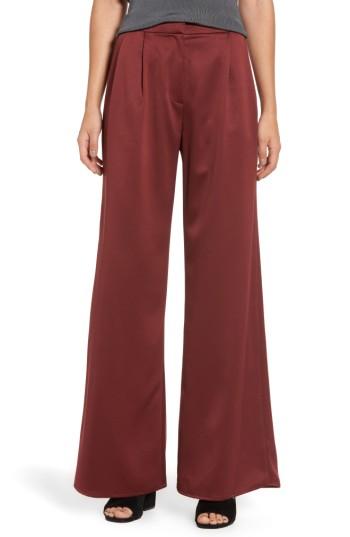 Women's Leith Wide Leg Satin Trousers - Red