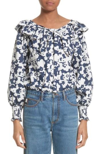 Women's Marc Jacobs Ruffle Cotton Poplin Blouse