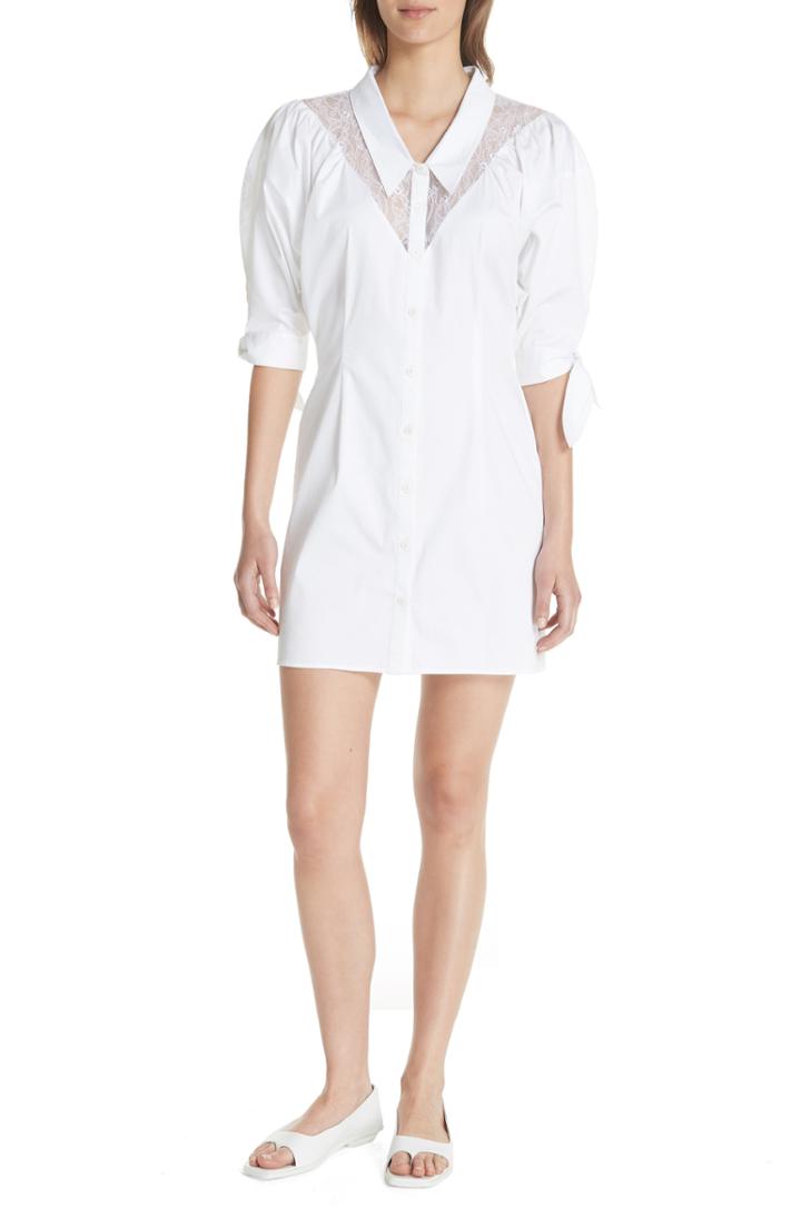 Women's Opening Ceremony Lace Yoke Sateen Shirtdress