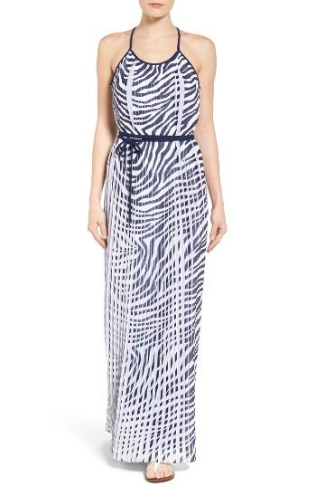 Women's Michael Michael Kors Plains Zebra Pleated Chiffon Maxi Dress