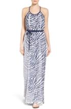 Women's Michael Michael Kors Plains Zebra Pleated Chiffon Maxi Dress
