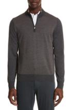 Men's Canali Quarter Zip Wool Sweater Us / 52 Eu R - Grey