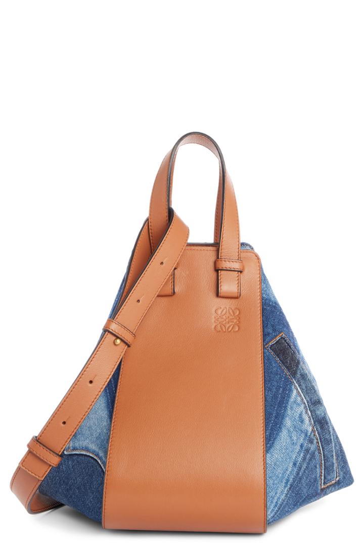 Loewe Small Hammock Tri-tone Denim & Leather Hobo -