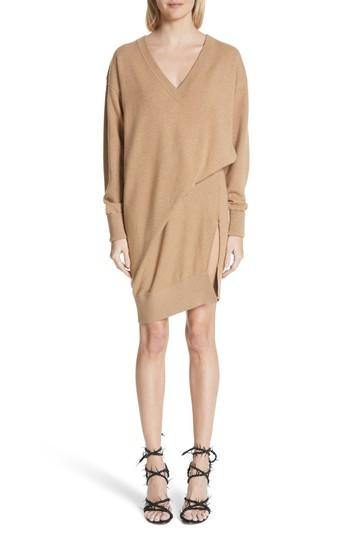Women's Alexander Wang Asymmetrical Wool & Cashmere Blend Sweater Dress - Brown