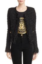 Women's Balmain Fringe Trim Sweater Jacket Us / 36 Fr - Black