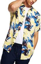 Men's Topman Crane Print Woven Shirt - Yellow