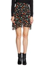 Women's Maje Floral Chiffon Tiered Skirt - Black