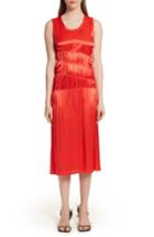 Women's Helmut Lang Ruched Satin Midi Dress - Red