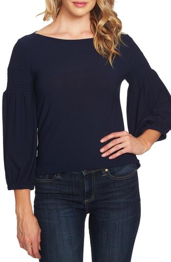 Women's Cece Smock Detail Crepe Top, Size - Blue