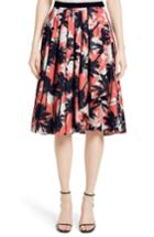 Women's Jason Wu Palm Print Front Drape A-line Cotton Skirt
