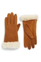 Women's Ugg Classic Touchscreen Compatible Gloves With Genuine Shearling Trim - Brown