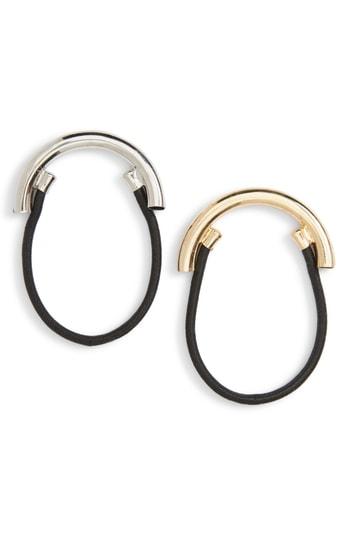 Cara Set Of 2 Metal Ponytail Holders, Size - Metallic