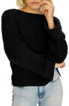 Women's Sanctuary Bell Sleeve Shaker Sweater, Size - Black