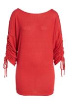 Women's Gibson Tie Sleeve Cozy Fleece Top - Red