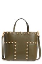 Tory Burch Block-t Mini Studded Leather Tote - Green
