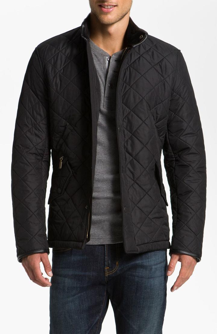 Men's Barbour 'powell' Regular Fit Quilted Jacket, Size - Black
