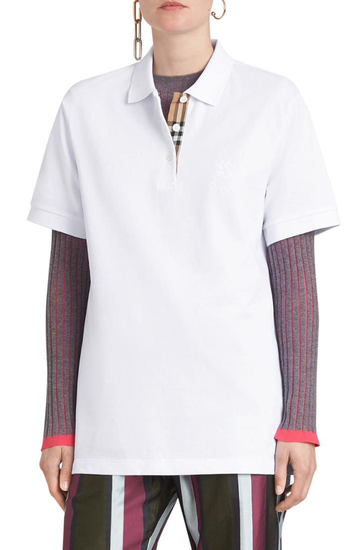 Women's Burberry Hartford Pique Polo - White