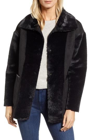 Women's Bernardo Reversible Faux Shearling Coat - Black