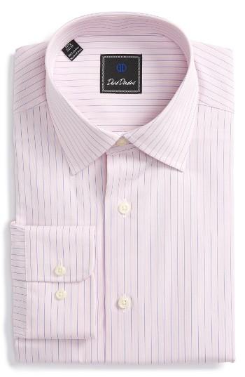 Men's David Donahue Regular Fit Stripe Dress Shirt .5 32/33 - Pink