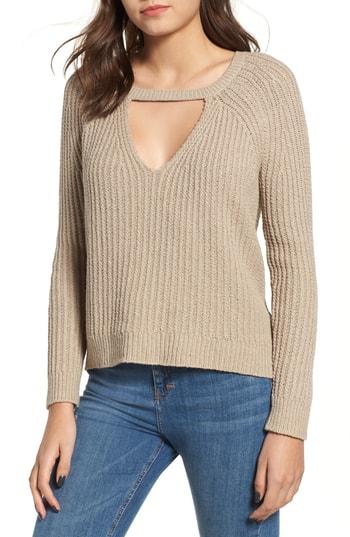Women's Rvca Case Keyhole Sweater - Beige