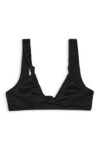 Women's Topshop Ribbed Front Knot Bikini Top Us (fits Like 0) - Black