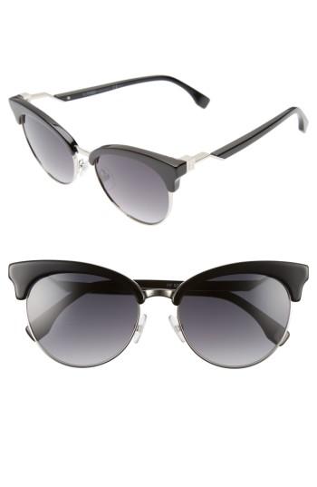 Women's Fendi 55mm Gradient Lens Cat Eye Sunglasses - Black