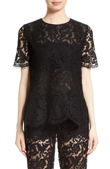 Women's Adam Lippes Lace Tee - Black
