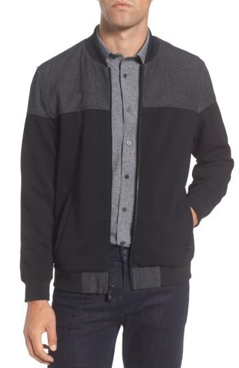 Men's Vince Camuto Mixed Media Bomber Jacket - Black