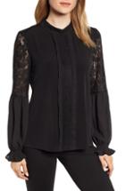 Women's Karl Lagerfeld Paris Lace Detail Blouse - Black