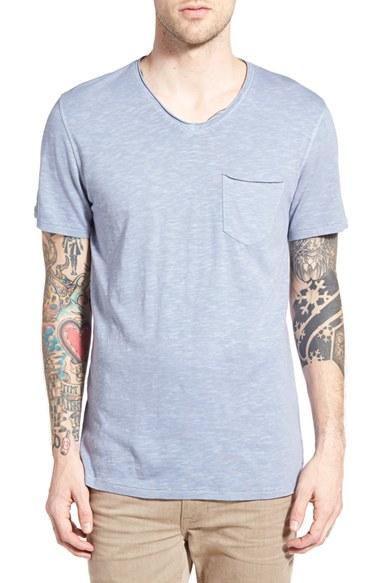 Men's Treasure & Bond Trim Fit Slub V-neck Pocket T-shirt - Blue