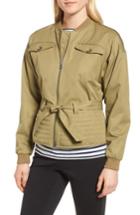 Women's Nordstrom Signature Belted Utility Bomber Jacket - Green