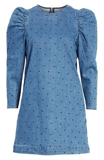 Women's Ulla Johnson Lyna Polka Dot Denim Dress - Blue