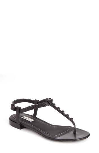Women's Balenciaga Studded T-strap Sandal .5us / 35.5eu - Black