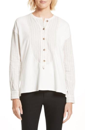 Women's Derek Lam 10 Crosby Mixed Media Henley Top