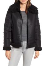 Women's Bernardo Faux Shearling Hybrid Jacket - Black